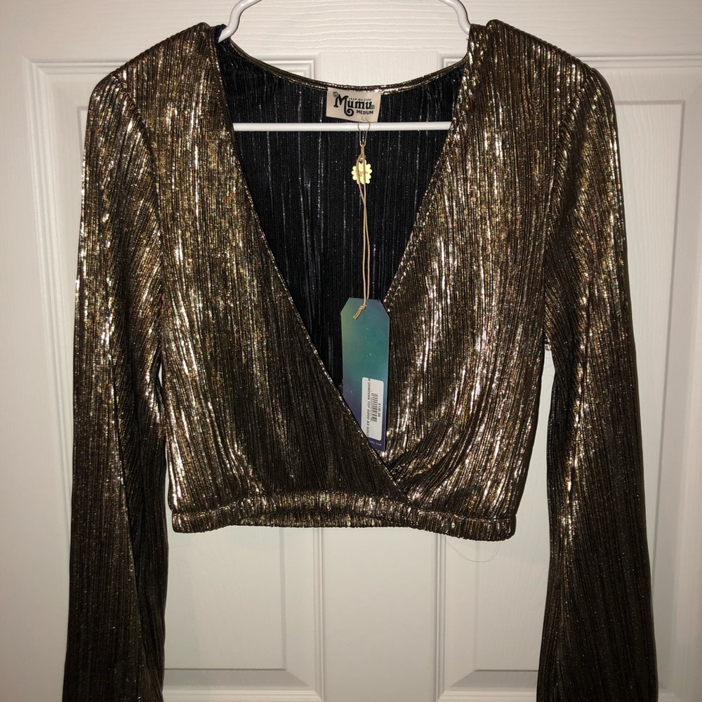Sold! Show me your mumu Donovan top in gold pleat